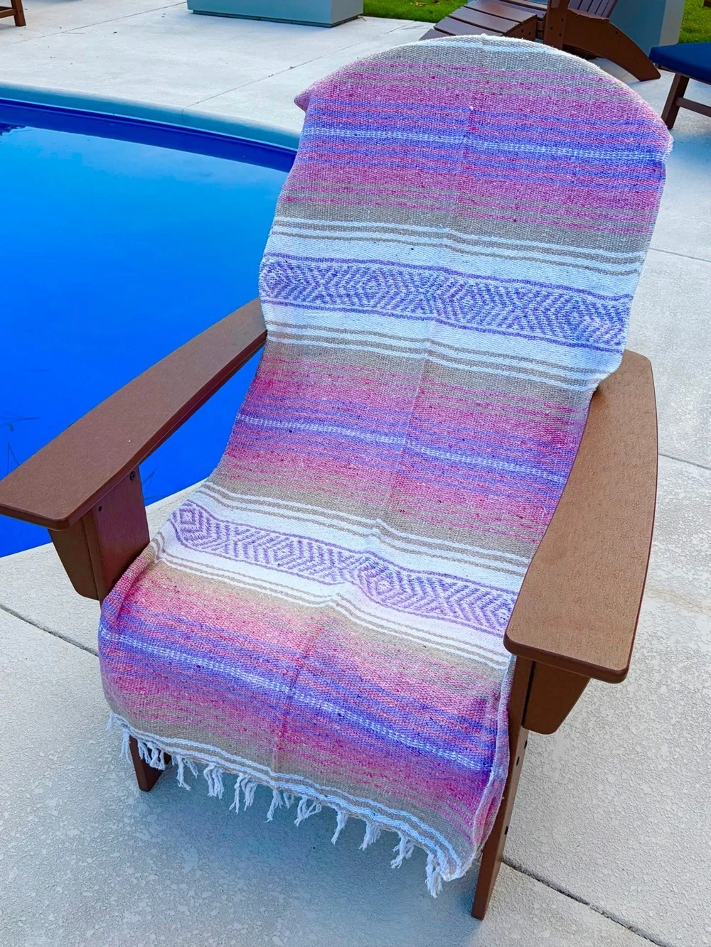 Mexican Falsa Blanket – Woven Striped Serape Throw with Fringe